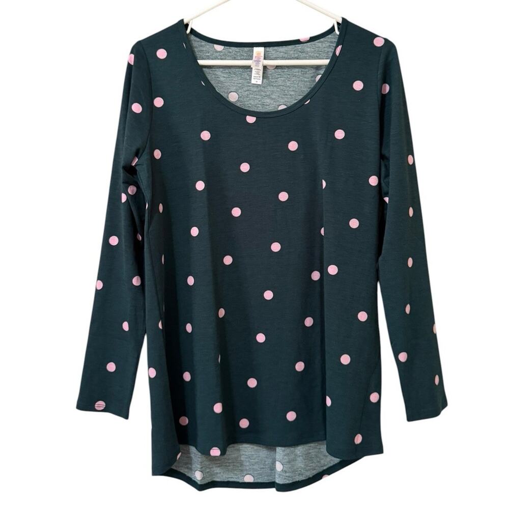LulaRoe Women Size Medium Floral Shirt 3/4 Sleeve Colorful Polka Dot Teacher
